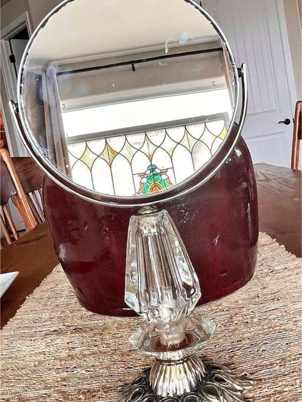 Vintage Ornate Pedestal Vanity Mirror